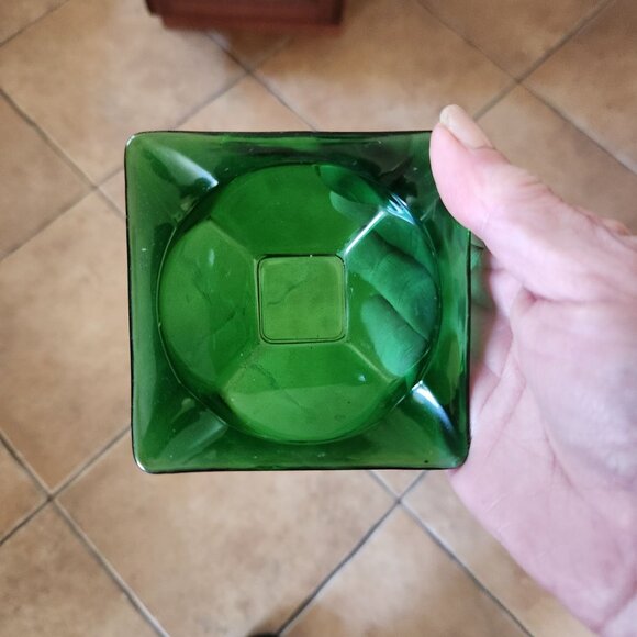 MCM Anchor Hocking Ruby & Emerald Glass Ashtray Set Nesting - Picture 6 of 13